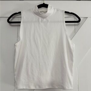 Hollister White Sleeveless Mock Neck Tank Top